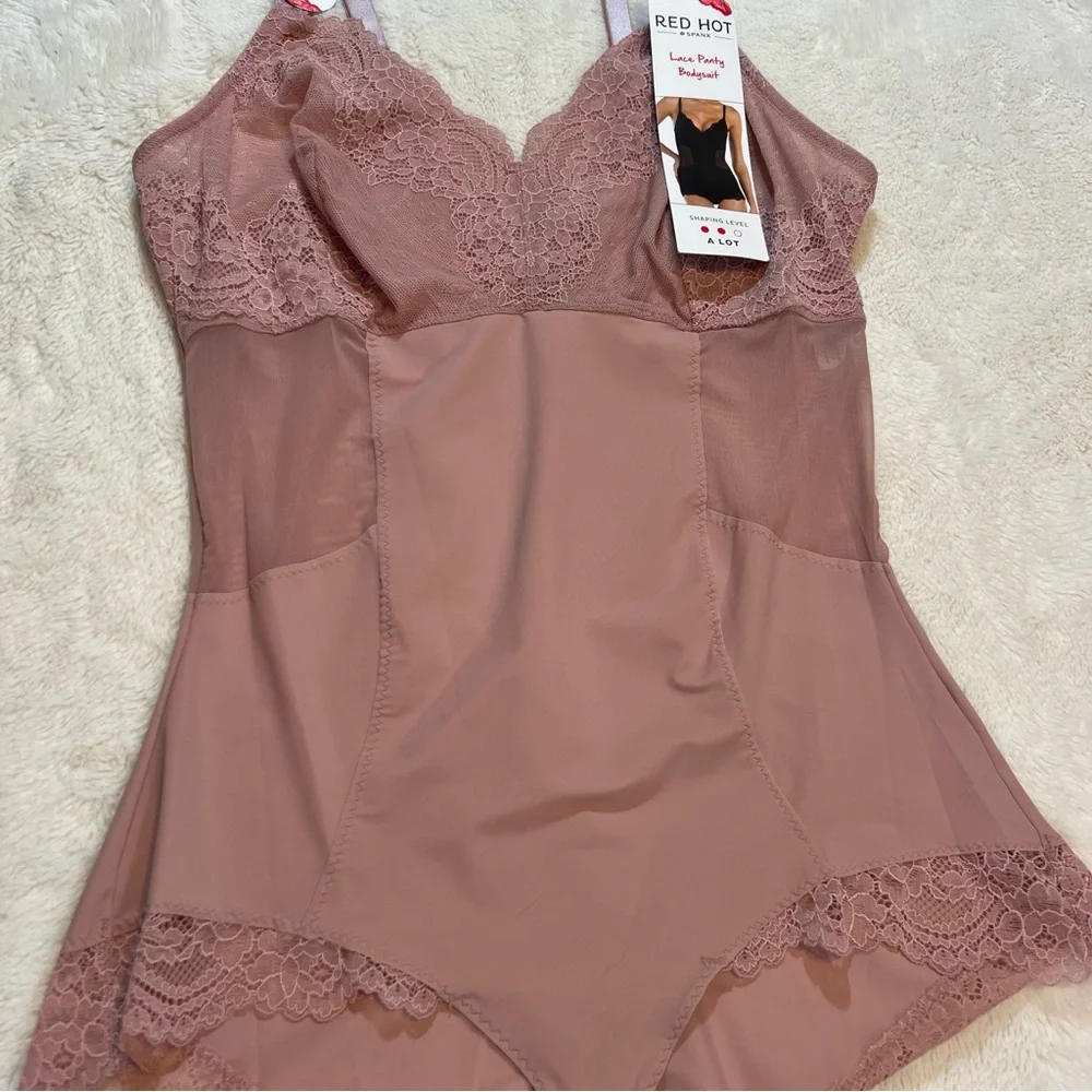 Red Hot Spanx Blush Nude Lace Panty Body Suit Size 2XL - Picture 3 of 13